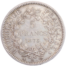 Монета 5 франков 1873 года A Франция «Геркулес» (реверс)