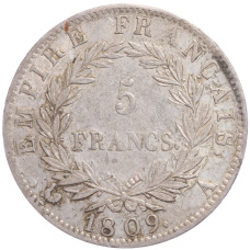 Монета 5 франков 1809 года A Франция (аверс)