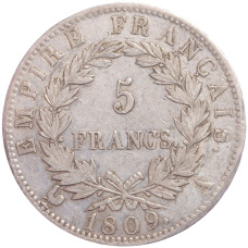 Монета 5 франков 1809 года A Франция (аверс)