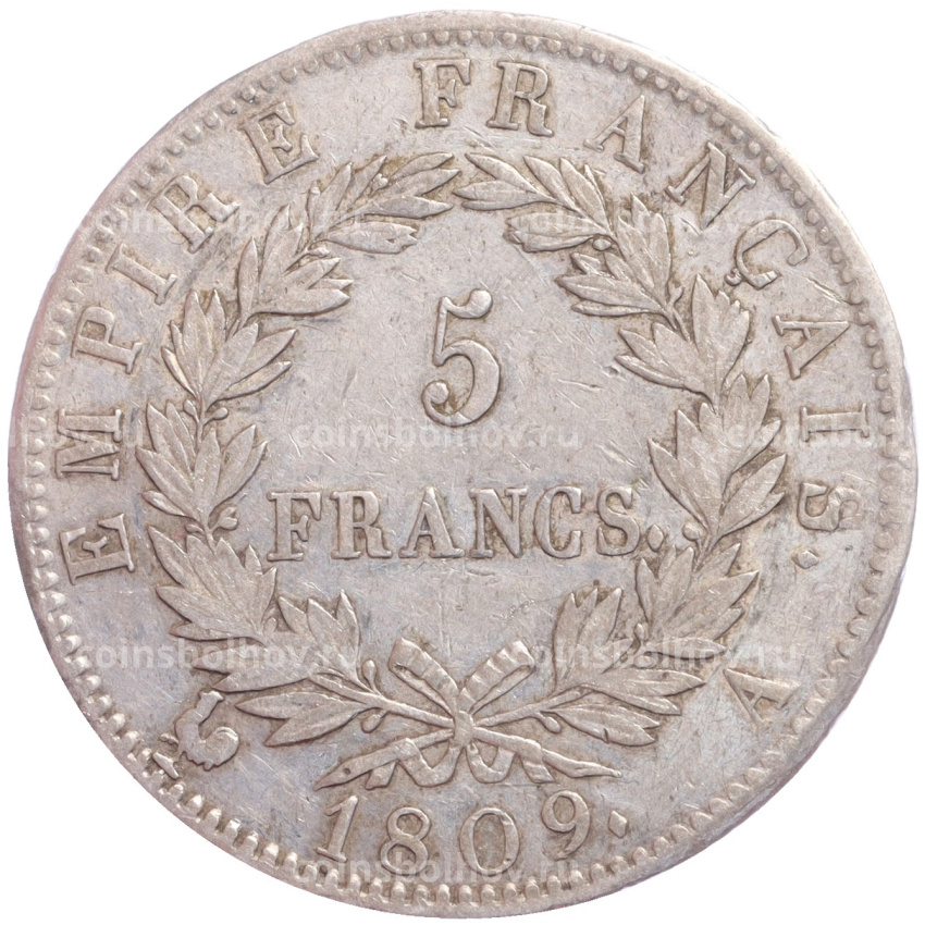 Монета 5 франков 1809 года A Франция