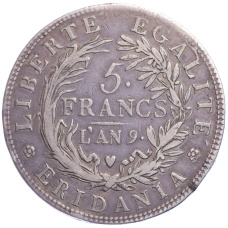 Монета 5 франков 1800 года Пьемонт (Субальпийская республика) (реверс)