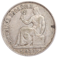 Монета 1 песета 1933 года Испания (аверс)