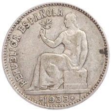 Монета 1 песета 1933 года Испания (аверс)