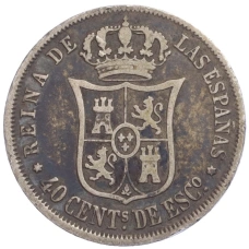 Монета 40 сентимо 1866 года Испания (аверс)