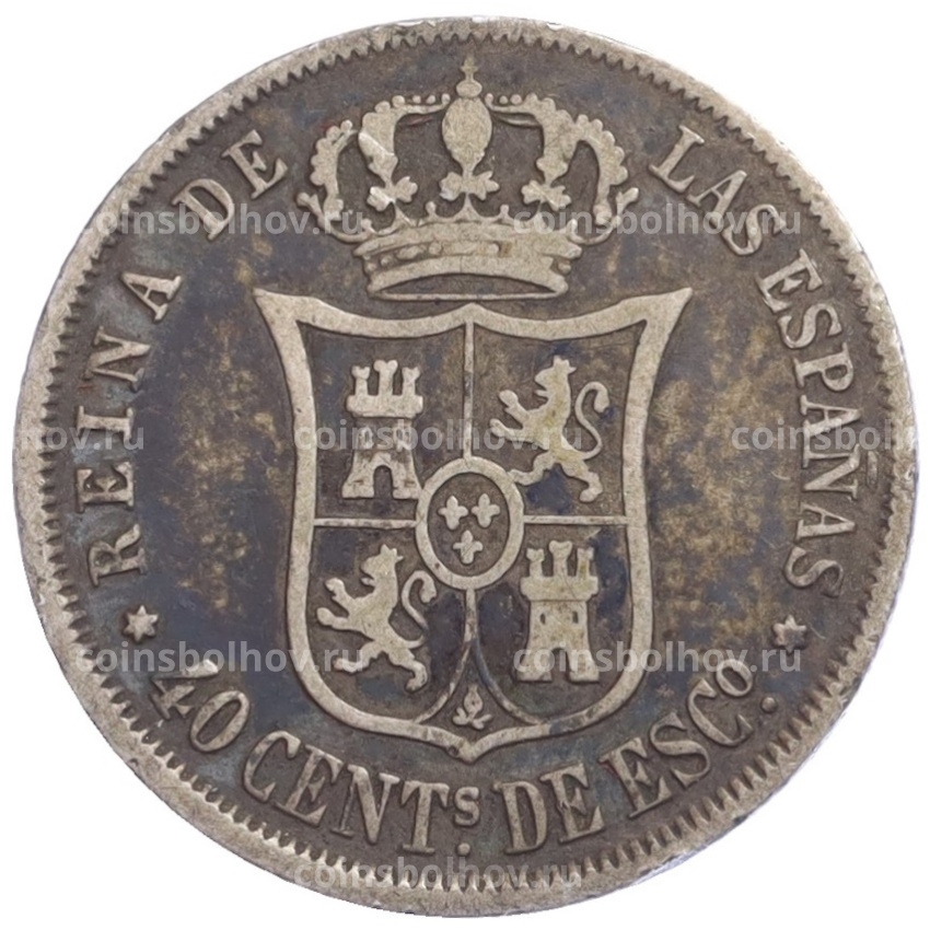 Монета 40 сентимо 1866 года Испания