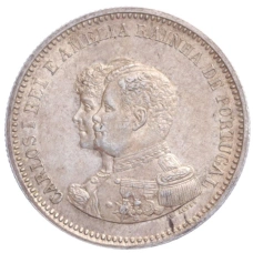 Монета 200 рейс 1898 года Португалия «400 лет Открытию Индии» (аверс)