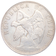 Монета 1 песо 1896 года Чили (реверс)