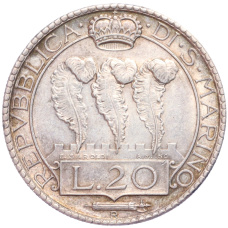 Монета 20 лир 1933 года Сан-Марино (реверс)