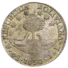 Монета 4 суэльдо 1830 года Боливия (реверс)