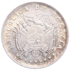 Монета 20 сентаво 1909 года Боливия (реверс)