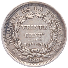 Монета 20 сентаво 1886 года Боливия (аверс)