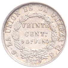 Монета 20 сентаво 1879 года Боливия (аверс)
