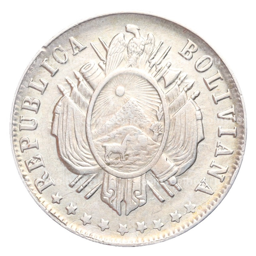 Монета 20 сентаво 1879 года Боливия (вид 2)