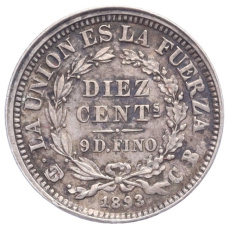 Монета 10 сентаво 1893 года Боливия (аверс)