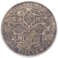 Монета 1 доллар 1908 года Стрейтс Сетлментс (аверс)