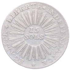 Монета 15 солей 1794 года Женевская республика (аверс)