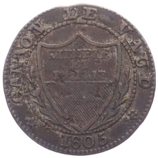 Монета 1\2 батцена 1805 года Швейцария — Кантон Во (аверс)