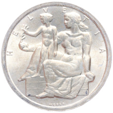 Монета 5 франков 1948 года «100 лет Швейцарской коституции» (аверс)