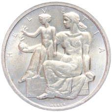 Монета 5 франков 1948 года «100 лет Швейцарской коституции» (аверс)