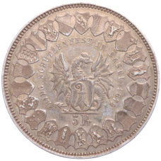 Монета 5 франков 1879 года Швейцария «Стрелковый фестиваль в Базеле» (реверс)