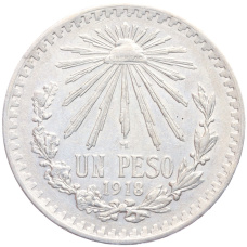 Монета 1 песо 1918 года Мексика (аверс)