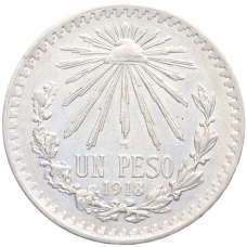 Монета 1 песо 1918 года Мексика (аверс)