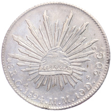 Монета 8 реалов 1894 года Мексика (аверс)