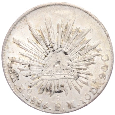 Монета 8 реалов 1884 года Мексика (аверс)