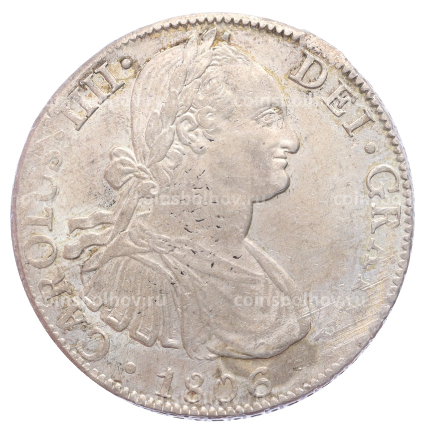 Монета 8 реалов 1806 года Испанская Мексика