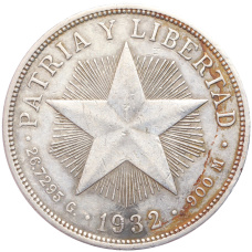 Монета 1 песо 1932 года Куба (аверс)