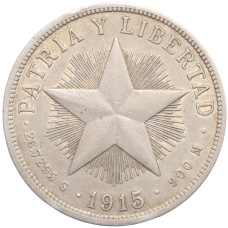 Монета 1 песо 1915 года Куба (аверс)