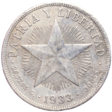 Монета 1 песо 1933 года Куба (аверс)