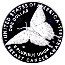 Монета 1 доллар 2018 года P США «Осведомленность о раке груди» (реверс)