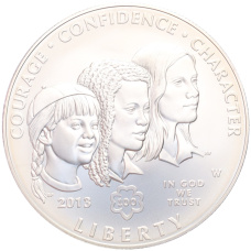 Монета 1 доллар 2013 года W США «100 лет движению девочек-скаутов в США» (аверс)