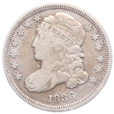 Монета 10 центов 1836 года США (аверс)