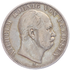 Монета 1 союзный талер 1866 года A Пруссия (аверс)