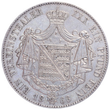 Монета 1 союзный талер 1866 года Саксен-Мейнинген (реверс)
