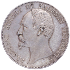 Монета 1 союзный талер 1866 года Саксен-Мейнинген (аверс)