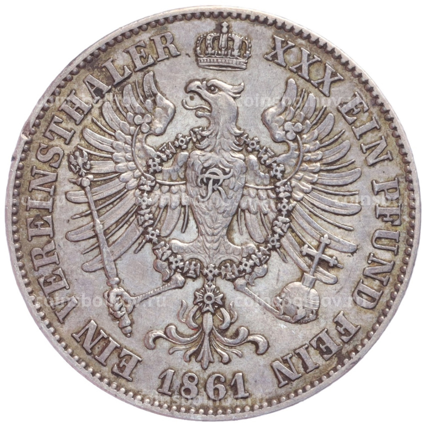 Монета 1 союзный талер 1861 года А Пруссия (вид 2)