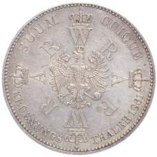 Монета 1 талер 1861 года А Пруссия «Коронация Вильгельма I и Августы» (реверс)