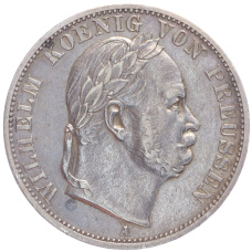 Монета 1 союзный талер 1866 года A Пруссия (аверс)