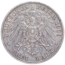 Монета 3 марки 1909 года А Германия (Пруссия) (реверс)