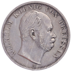 Монета 1 союзный талер  1868 года A Пруссия (аверс)