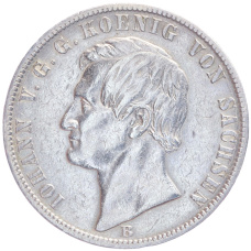 Монета 1 талер 1869 года В Саксония (аверс)