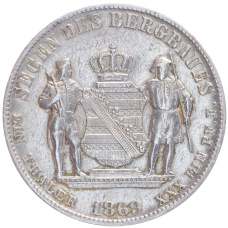 Монета 1 талер 1869 года В Саксония (реверс)