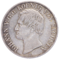 Монета 1 союзный талер 1860 года В Саксония (аверс)