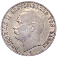 Монета 3 марки 1909 года G Германия (Баден) (аверс)