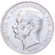 Монета 3 марки 1909 года G Германия (Баден) (аверс)