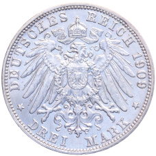 Монета 3 марки 1909 года G Германия (Баден) (реверс)