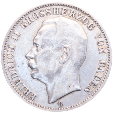 Монета 3 марки 1908 года G Германия (Баден) (аверс)